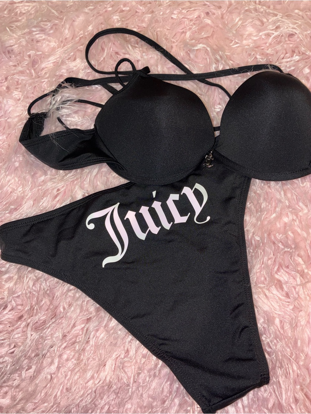 Juicy Couture Black Women's Logo Bikini Set